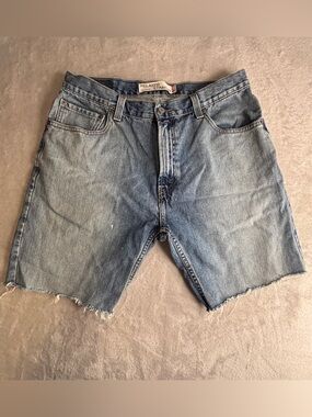 Levi's 559 Distressed Light Blue Cutoff Jean Shorts ~ 34 waist